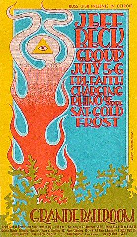 Jeff Beck Group Vintage Concert Postcard from Grande Ballroom, Jul