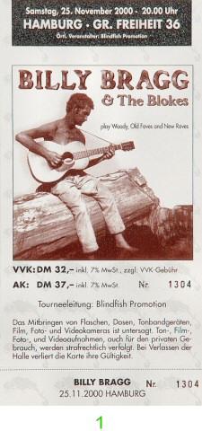 Billy Bragg Vintage Ticket