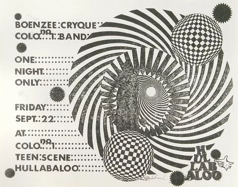 Boenzee Cryque Vintage Concert Handbill from Hullabaloo Club, Sep 22, 1967 at Wolfgang's