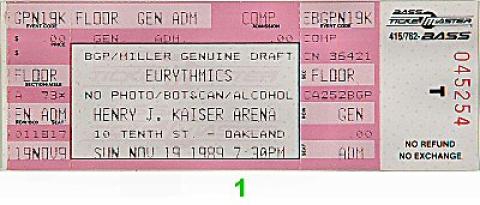 Eurythmics Vintage Ticket