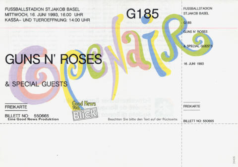 Guns N' Roses Vintage Ticket