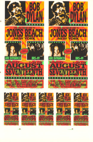 Bob Dylan Vintage Concert Proof from Jones Beach, Aug 17, 1997 at