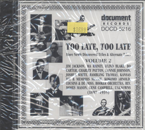 Too Late, Too Late, Volume 2 (1897-1935) CD
