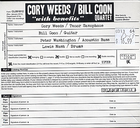 Cory Weeds / Bill Coon Quartet CD