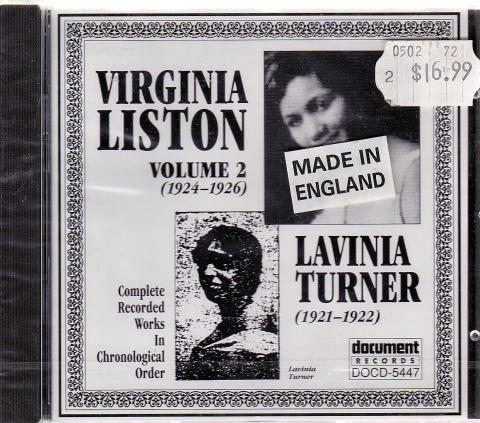 Virginia Liston / Lavinia Turner CD