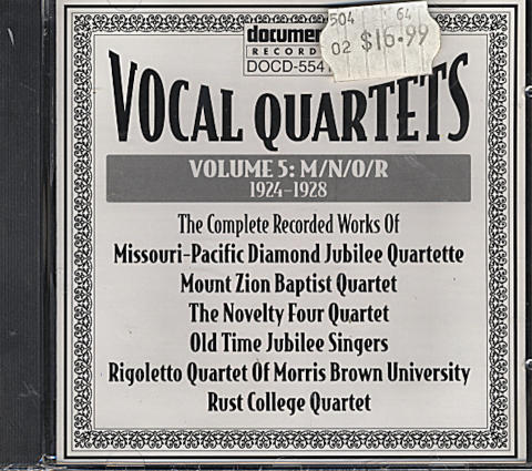 Vocal Quartets Volume 5: M/N/O/R, Complete Recorded Works 1924 - 1928 CD
