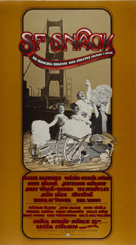 手紙 フライヤー SNACK Benefit Vintage Concert Handbill from Kezar Stadium, Mar 23