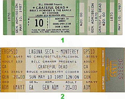 Grateful Dead Vintage Concert Vintage Ticket from Laguna Seca