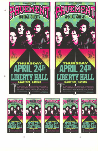 Pavement Vintage Concert Proof from Liberty Hall, Apr 24, 1997 at