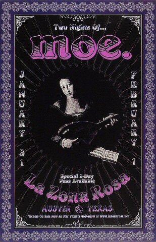 moe. Vintage Concert Poster from La Zona Rosa, Jan 31, 2003 at