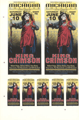 King Crimson Vintage Concert Silkscreen from Michigan Theatre, Jun