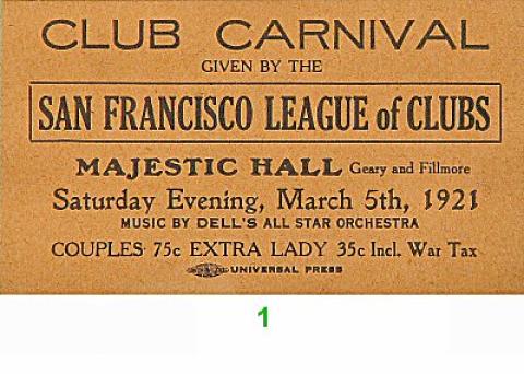 San Francisco League of Clubs Vintage Ticket