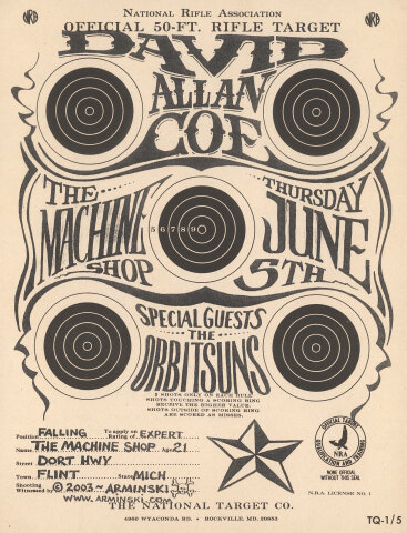 David Allan Coe Vintage Concert Handbill from The Machine Shop
