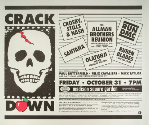 Crack Down Benefit Vintage Concert Poster from Madison Square