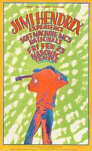 Jimi Hendrix Experience Vintage Concert Handbill from Masonic