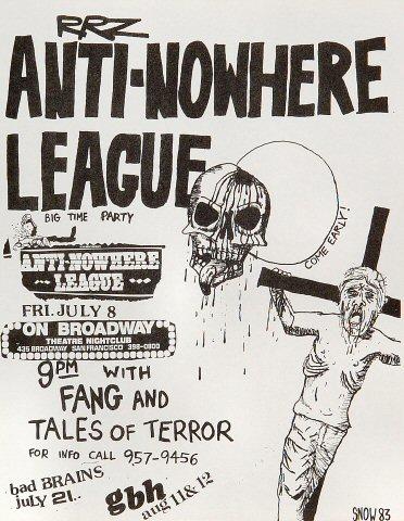 Anti-Nowhere League Handbill