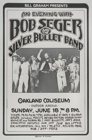 Bob Seger and The Silver Bullet Band Vintage Concert Poster from