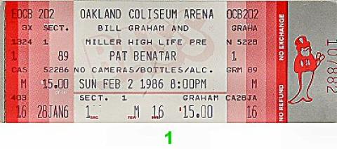Pat Benatar Vintage Ticket