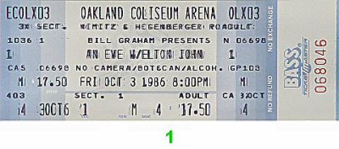 Elton John Vintage Ticket