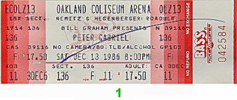 Peter Gabriel Vintage Ticket