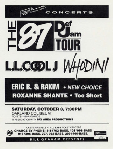 LL Cool J Vintage Concert Poster from Oakland Coliseum Arena, Oct 3, 1987  at Wolfgang's