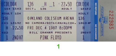 Pink Floyd Vintage Ticket