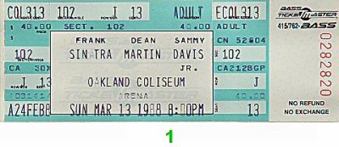 Frank Sinatra Concert top Ticket Stub Sunrise Musical Theatre April 29,1981