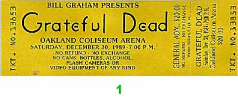 Grateful Dead Vintage Ticket