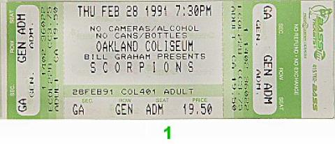 Scorpions Vintage Ticket