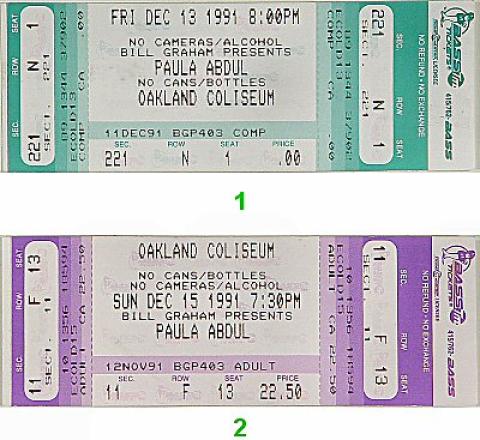 Paula Abdul Vintage Ticket