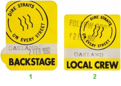 Dire Straits Backstage Pass