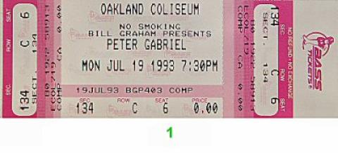 Peter Gabriel Vintage Ticket