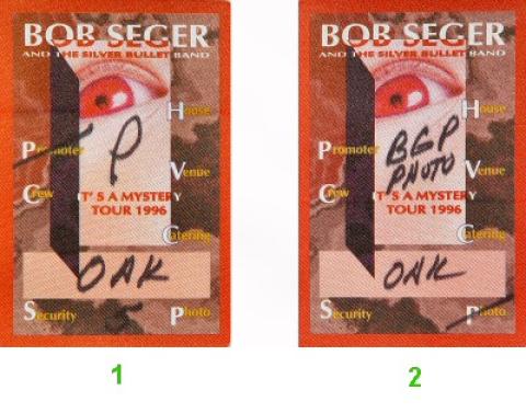 Bob Seger and The Silver Bullet Band Backstage Pass