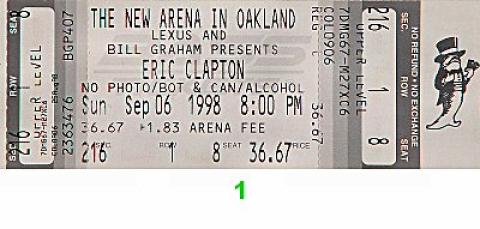 Eric Clapton Vintage Ticket
