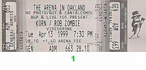 Korn Vintage Concert Vintage Ticket from Oakland Coliseum Arena