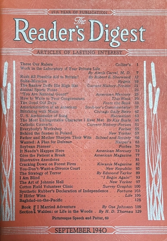 Readers Digest  September 1940 at Wolfgang's
