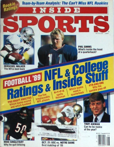 Inside Sports NFL & College Ratings &Inside Stuff | August 1989 at ...