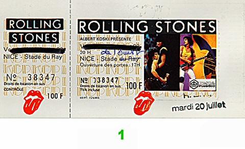 The Rolling Stones Vintage Concert Vintage Ticket from Parc des
