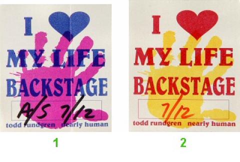 Todd Rundgren Backstage Pass