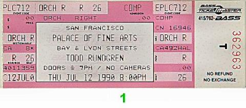 Todd Rundgren Vintage Ticket