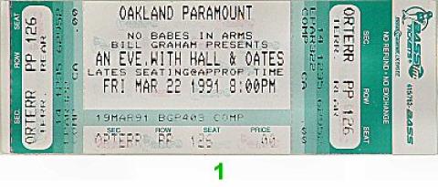 Hall & Oates Vintage Ticket