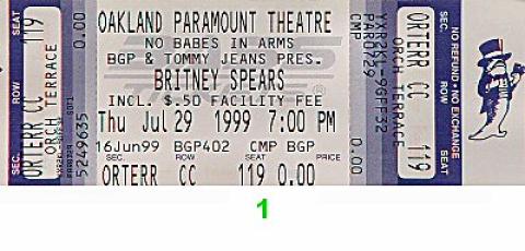 Britney Spears Vintage Ticket