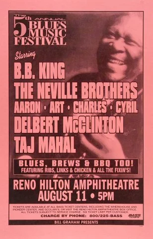 Blues Music Festival Vintage Concert Poster from Reno Hilton Amphitheatre,  Aug 11, 1996 at Wolfgang's