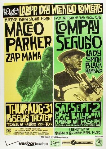Maceo Parker Vintage Concert Poster from Roseland, Aug 31, 2000 at