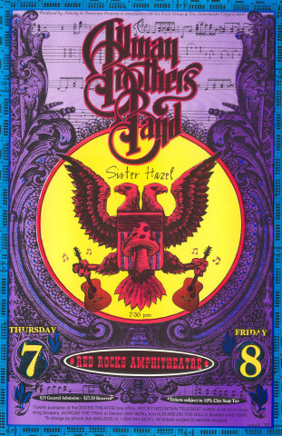 Allman Brothers Band Vintage Concert Poster from Red Rocks