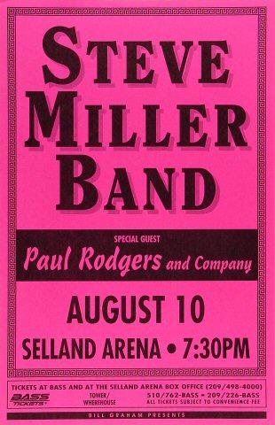 Steve Miller Band Vintage Concert Poster from Selland Arena, Aug