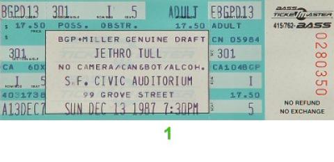 Jethro Tull Vintage Ticket