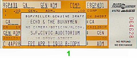 Echo & the Bunnymen Vintage Ticket