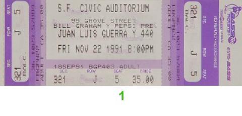 Juan Luis Guerra y 440 Vintage Ticket