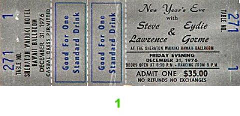 Steve Lawrence Vintage Ticket